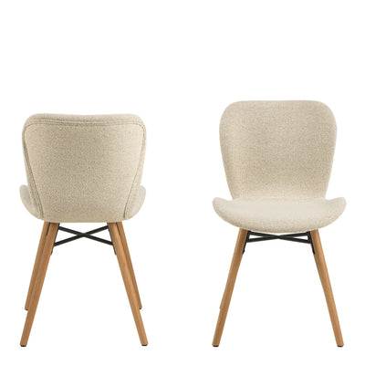 Batilda Dining Chairs with Cream Fabric and Oak Set of 2 – FTG, view 2