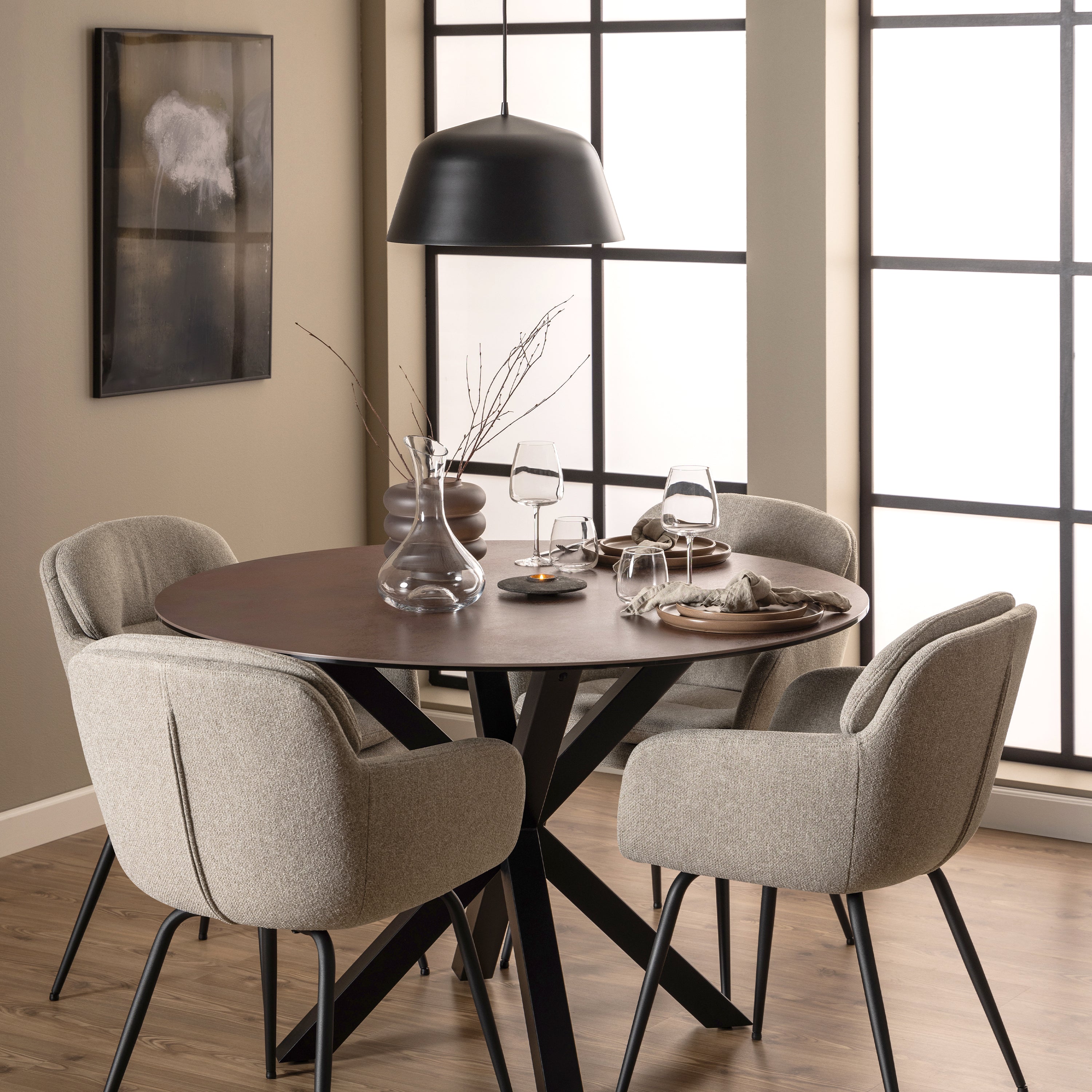 Heaven Round Dining Table with Ceramic Rusty Brown Top – FTG, view 3