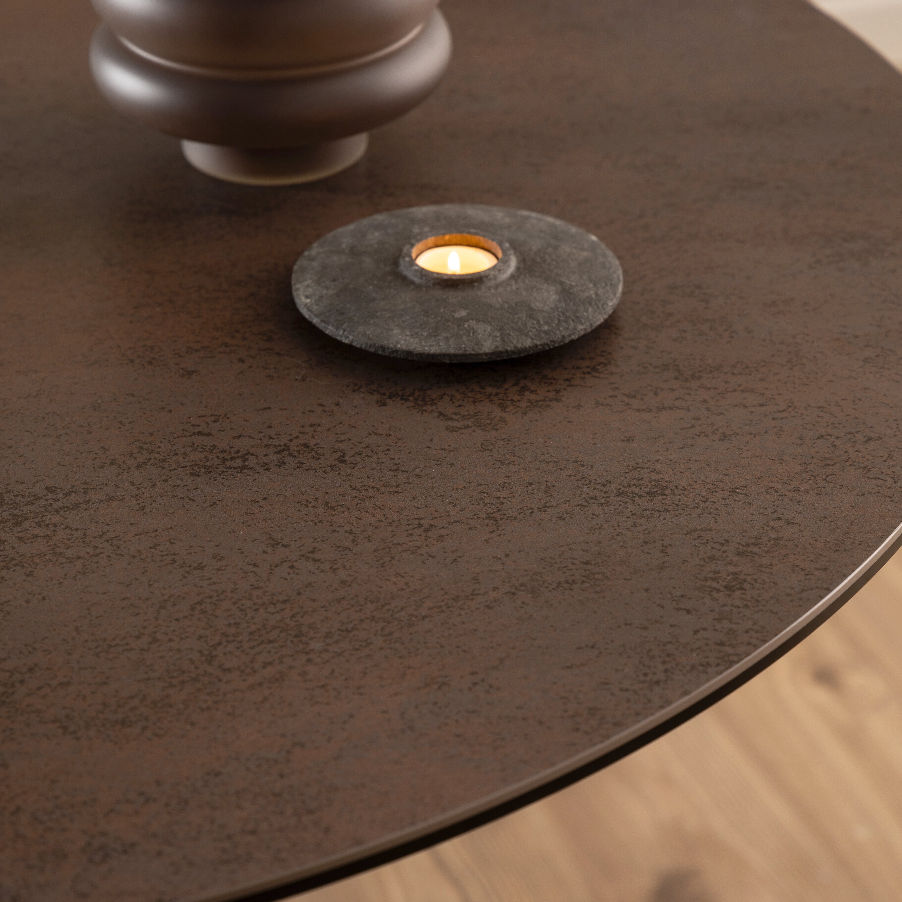 Heaven Round Dining Table with Ceramic Rusty Brown Top – FTG, view 6