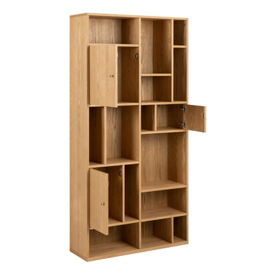 Rangoon 3 Door Large Bookcase in Oak – FTG, view 4