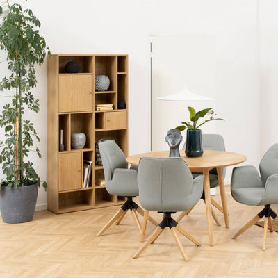 Rangoon 3 Door Large Bookcase in Oak – FTG, view 5