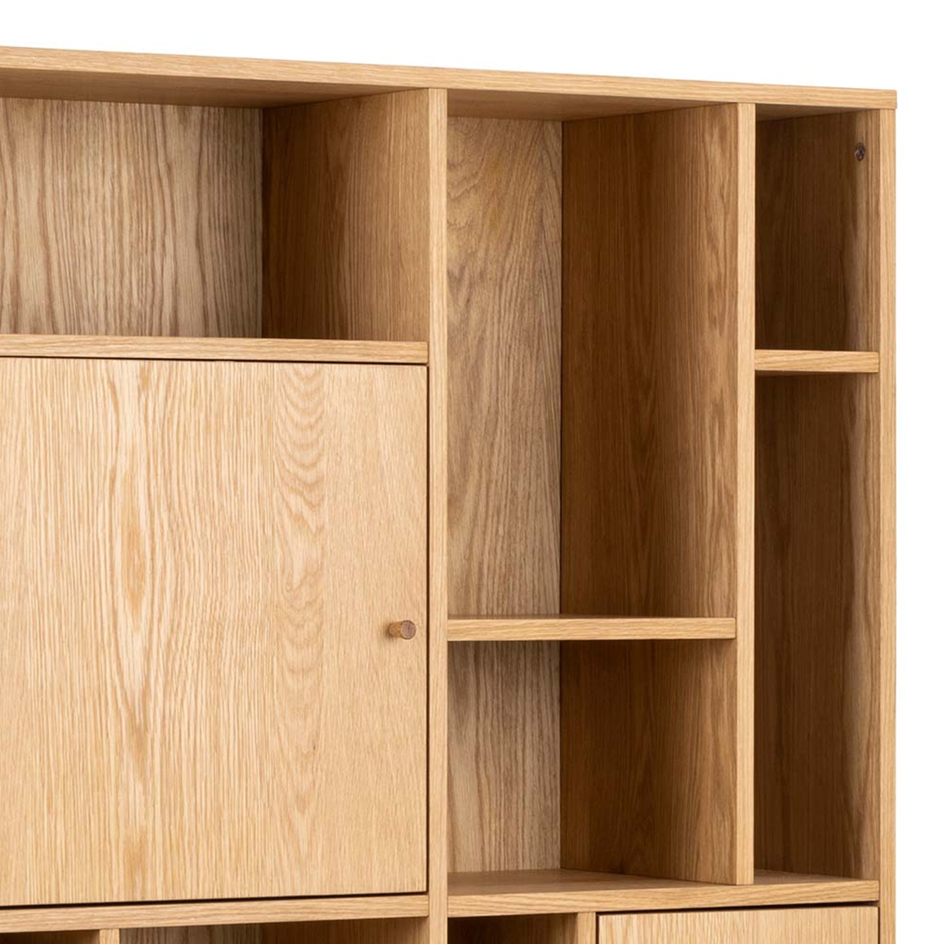 Rangoon 3 Door Large Bookcase in Oak – FTG, view 8