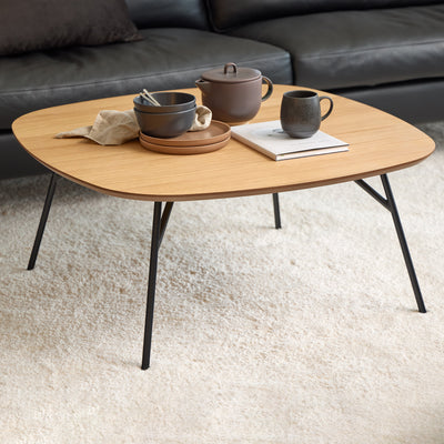 Caracas Square Coffee Table in Oak and Matt Black – FTG, view 3
