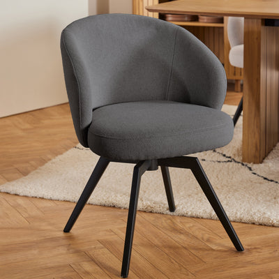Soli Round Dining Table in Oak/Black 120x75cm Included 4 Darlene Dining Chair with Armrest and Swivel Function in Grey –…