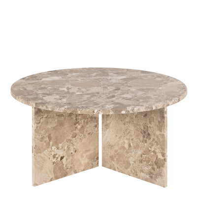 Vega Round Coffee Table with Brown Marble Top 90cm – FTG