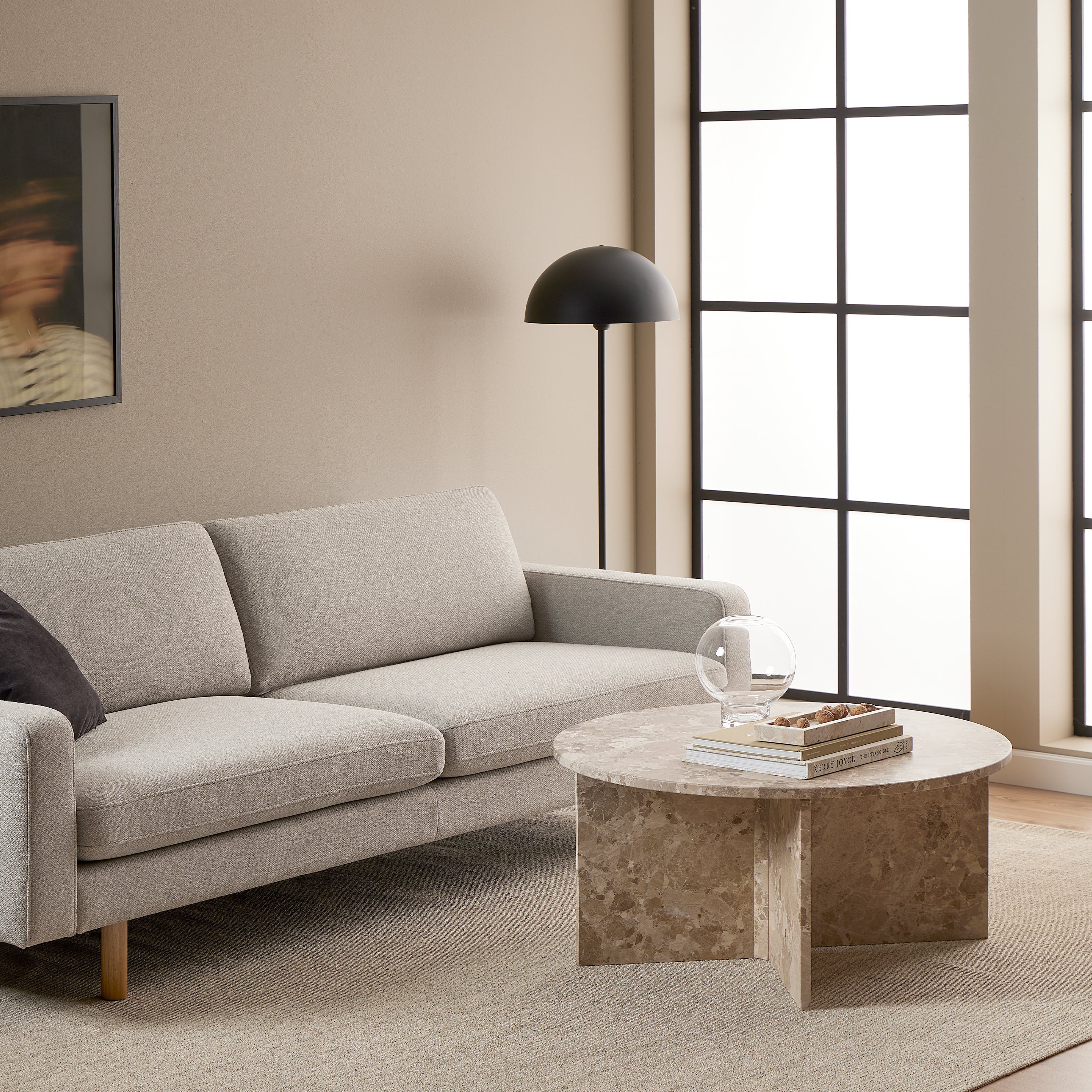 Vega Round Coffee Table with Brown Marble Top 90cm – FTG, view 3