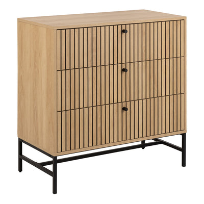 Albany Chest of 3 Drawers in Oak/Black Legs – FTG