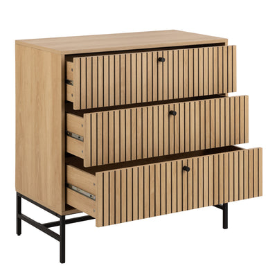 Albany Chest of 3 Drawers in Oak/Black Legs – FTG, view 4