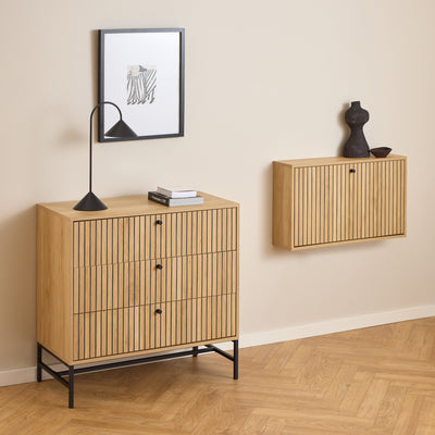 Albany Chest of 3 Drawers in Oak/Black Legs – FTG, view 5