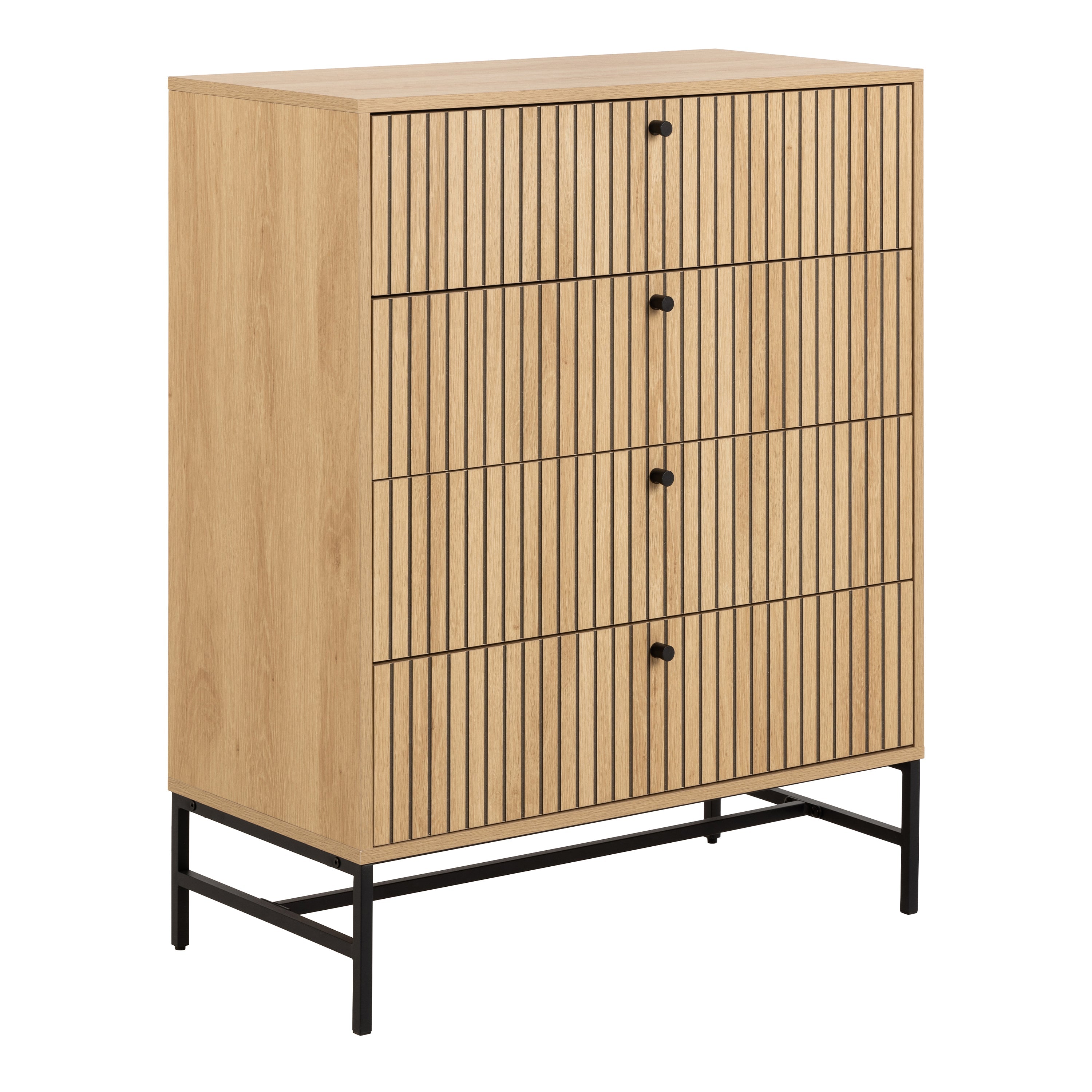 Albany Chest of 4 Drawers in Oak/Black Legs – FTG