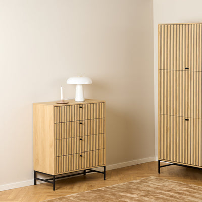 Albany Chest of 4 Drawers in Oak/Black Legs – FTG, view 5