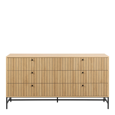 Albany Wide Chest of 6 Drawers in Oak/Black Legs – FTG, view 2