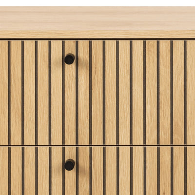 Albany Wide Chest of 6 Drawers in Oak/Black Legs – FTG, view 6