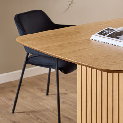 Christo Dining Table in Oak 220x75cm including 6 Lima Dining Chairs with Armrest in Black – FTG, view 4