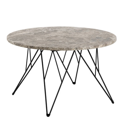 Prunus Round Coffee Table in Brown Marble and Matt Black Coated Steel Base 80x46.4cm – FTG