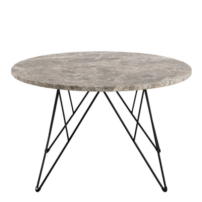 Prunus Round Coffee Table in Brown Marble and Matt Black Coated Steel Base 80x46.4cm – FTG, view 2