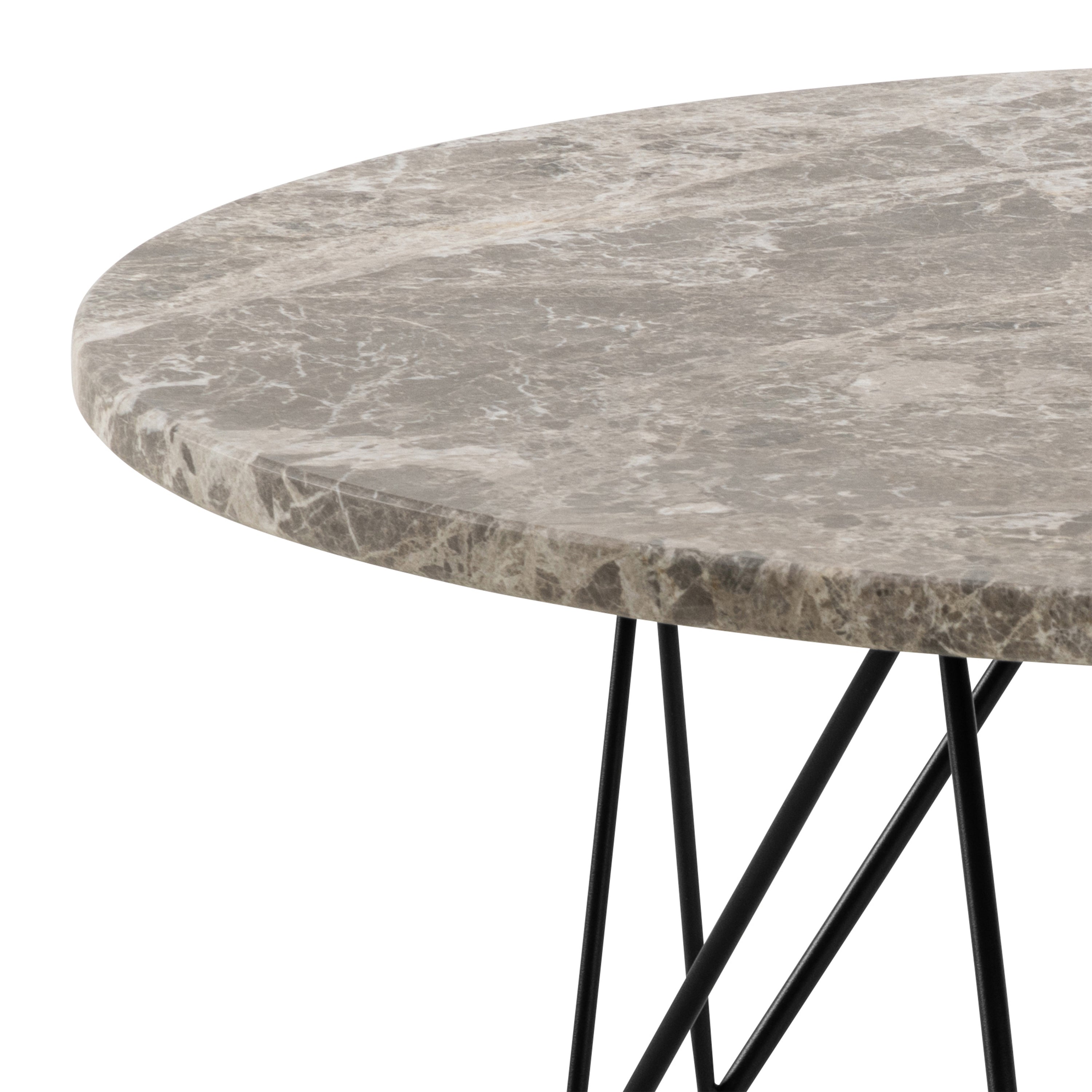 Prunus Round Coffee Table in Brown Marble and Matt Black Coated Steel Base 80x46.4cm – FTG, view 6