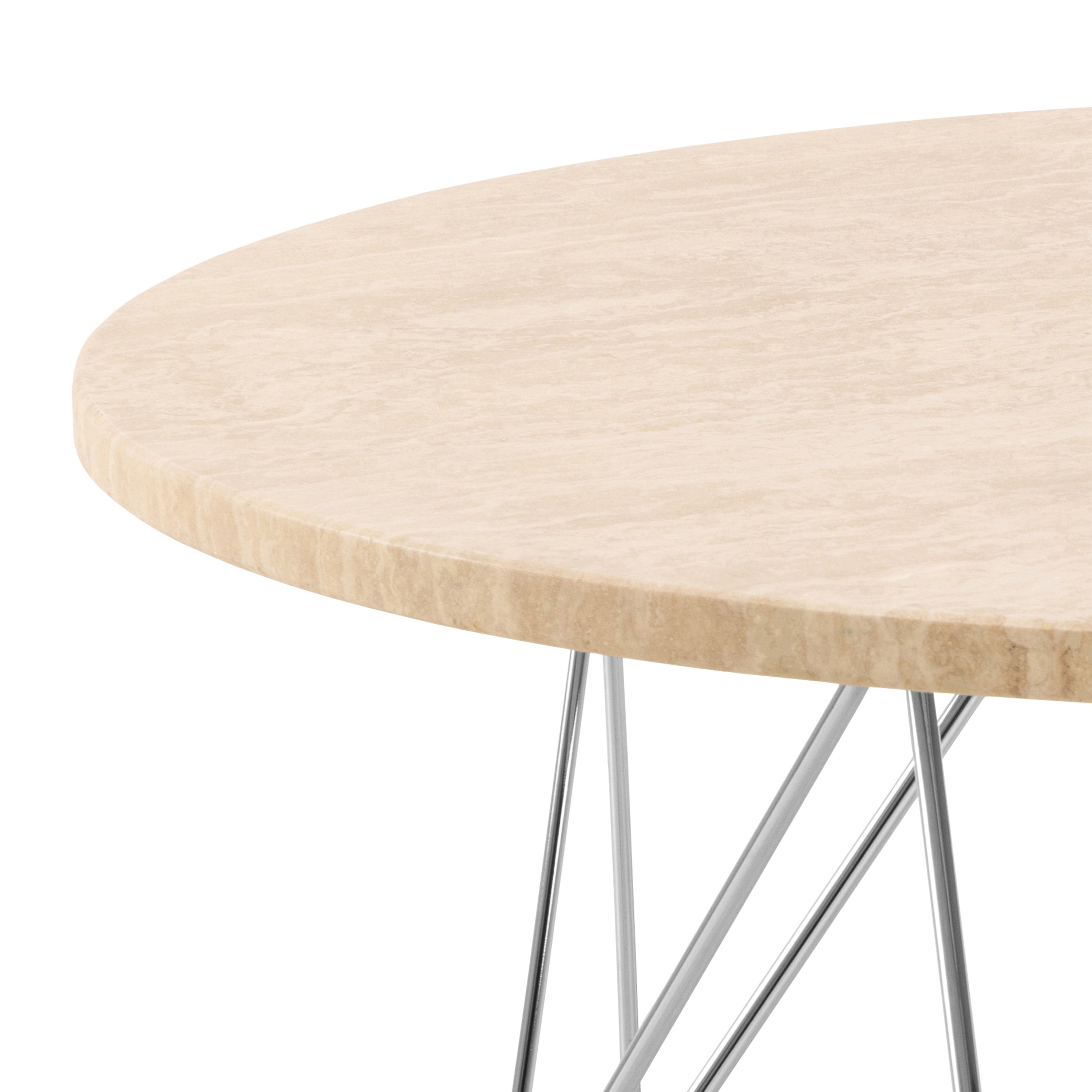 Prunus Round Coffee Table in Matt Beige and Chrome Steel Base 80x46.4cm – FTG, view 6