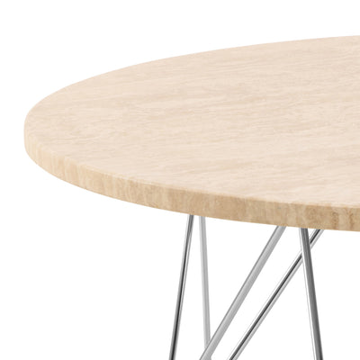 Prunus Round Coffee Table in Matt Beige and Chrome Steel Base 80x46.4cm – FTG, view 6