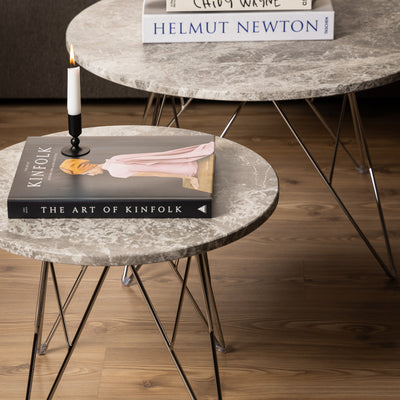 Prunus Round Coffee Table with Grey-Brown Marble Top – FTG, view 5