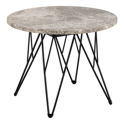 Prunus round Side Table in Grey Marble and Black Coated Steel Base 55x41.4cm – FTG