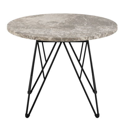 Prunus round Side Table in Grey Marble and Black Coated Steel Base 55x41.4cm – FTG, view 2