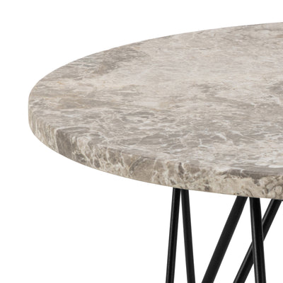 Prunus round Side Table in Grey Marble and Black Coated Steel Base 55x41.4cm – FTG, view 5