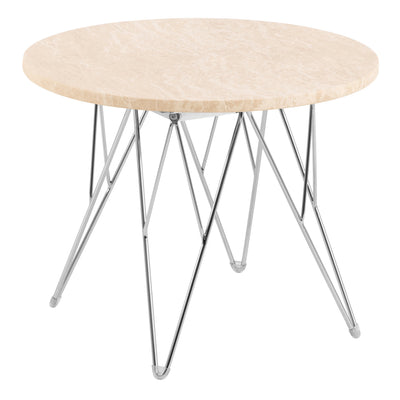 Prunus Round Side Table in Matt Beige and Chrome Steel Base 55x41.4cm – FTG
