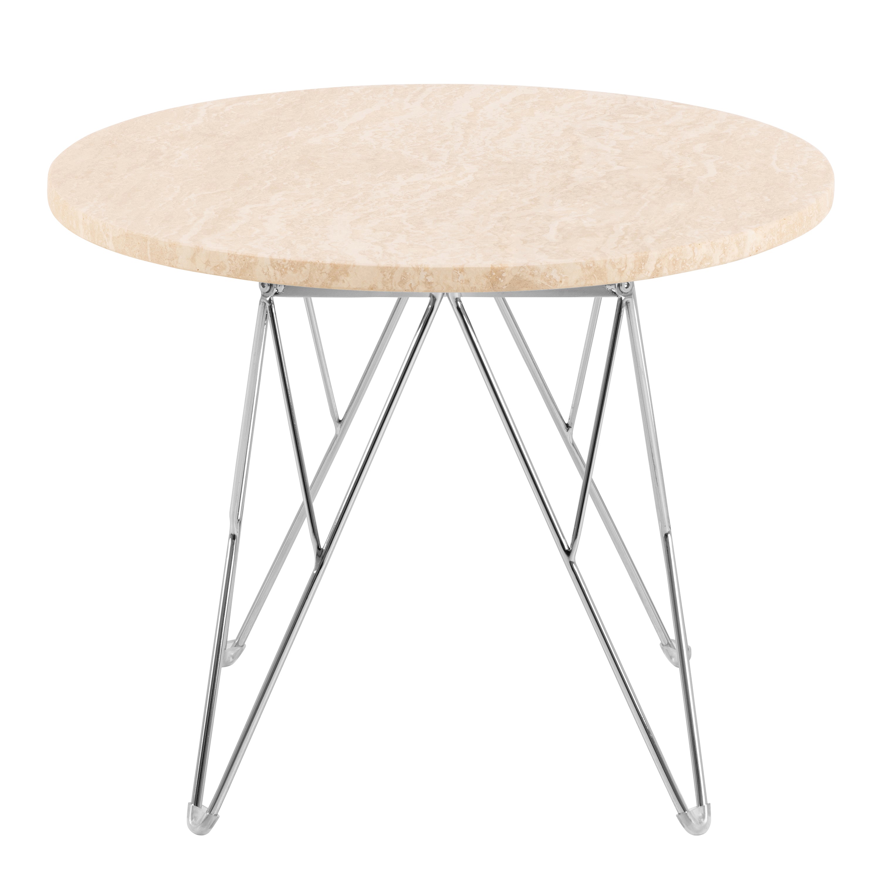 Prunus Round Side Table in Matt Beige and Chrome Steel Base 55x41.4cm – FTG, view 2