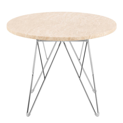 Prunus Round Side Table in Matt Beige and Chrome Steel Base 55x41.4cm – FTG, view 2