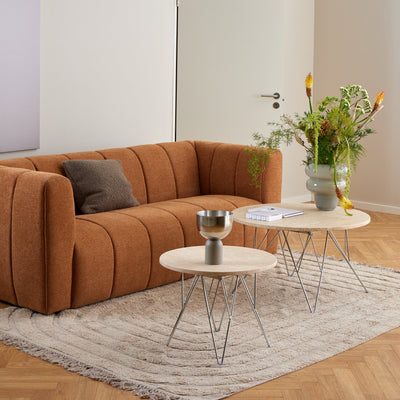 Prunus Round Side Table in Matt Beige and Chrome Steel Base 55x41.4cm – FTG, view 3