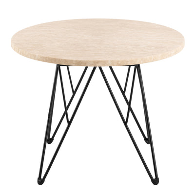Prunus Round Side Table in Matt Beige and Black Coated Steel Base 55x41.4cm – FTG, view 2