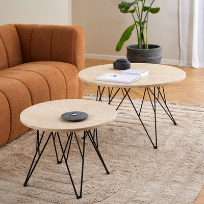 Prunus Round Side Table in Matt Beige and Black Coated Steel Base 55x41.4cm – FTG, view 4