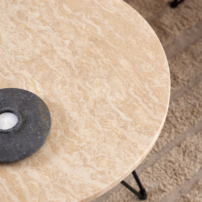 Prunus Round Side Table in Matt Beige and Black Coated Steel Base 55x41.4cm – FTG, view 5