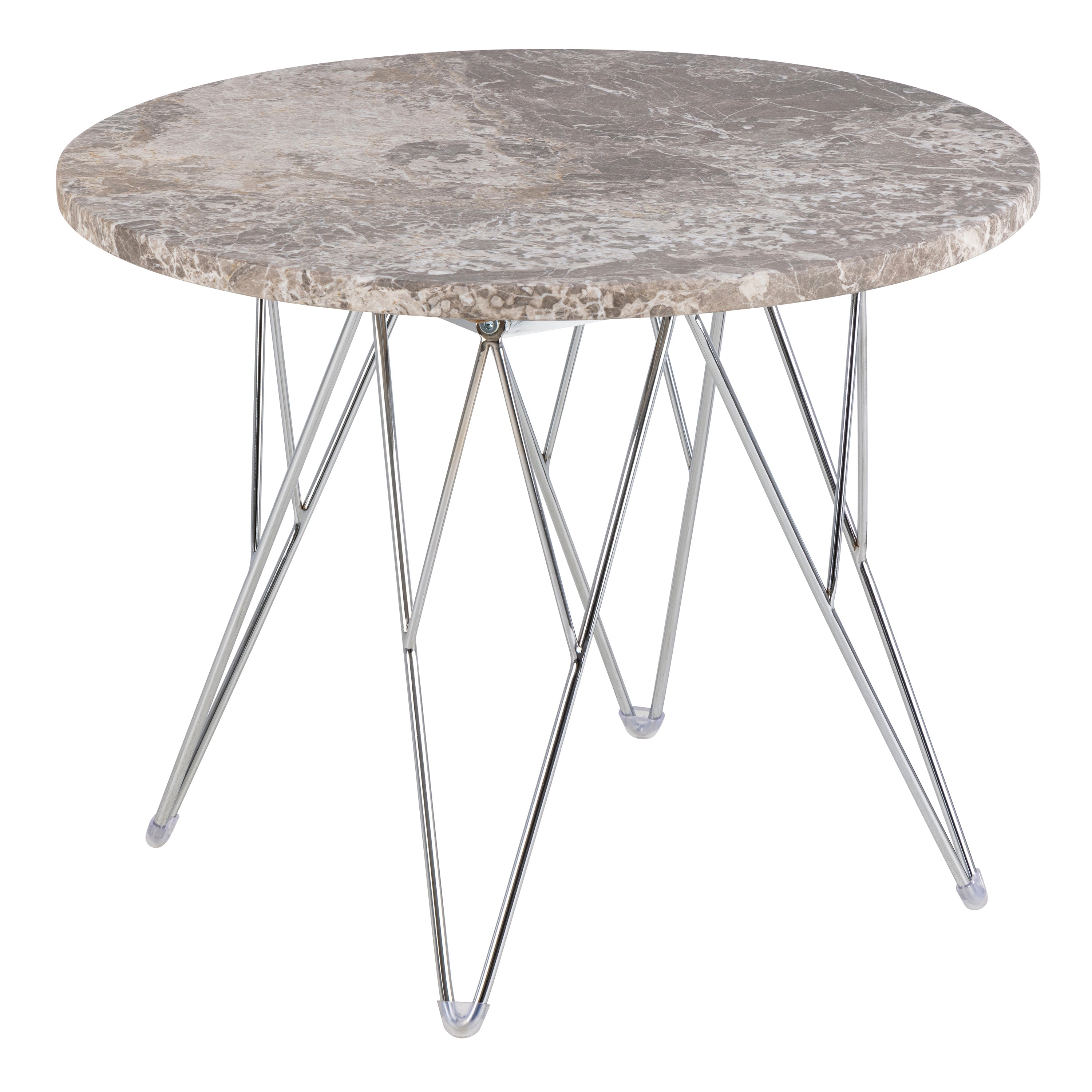 Prunus Round Side Table  with Grey-Brown Marble Top – FTG