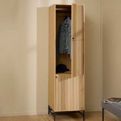 Albany Wardrobe 2 Doors in Oak/Black Legs – FTG, view 6