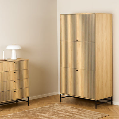 Albany Wardrobe 4 Doors in Black/Oak – FTG, view 5