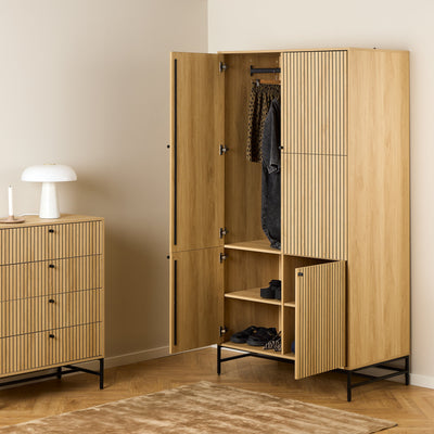 Albany Wardrobe 4 Doors in Black/Oak – FTG, view 6