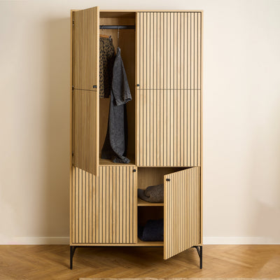 Albany Wardrobe 4 Doors in Black/Oak – FTG, view 8