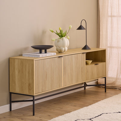 Jaipur Sideboard With 2 Doors and 2 Shelves in Oak – FTG, view 5