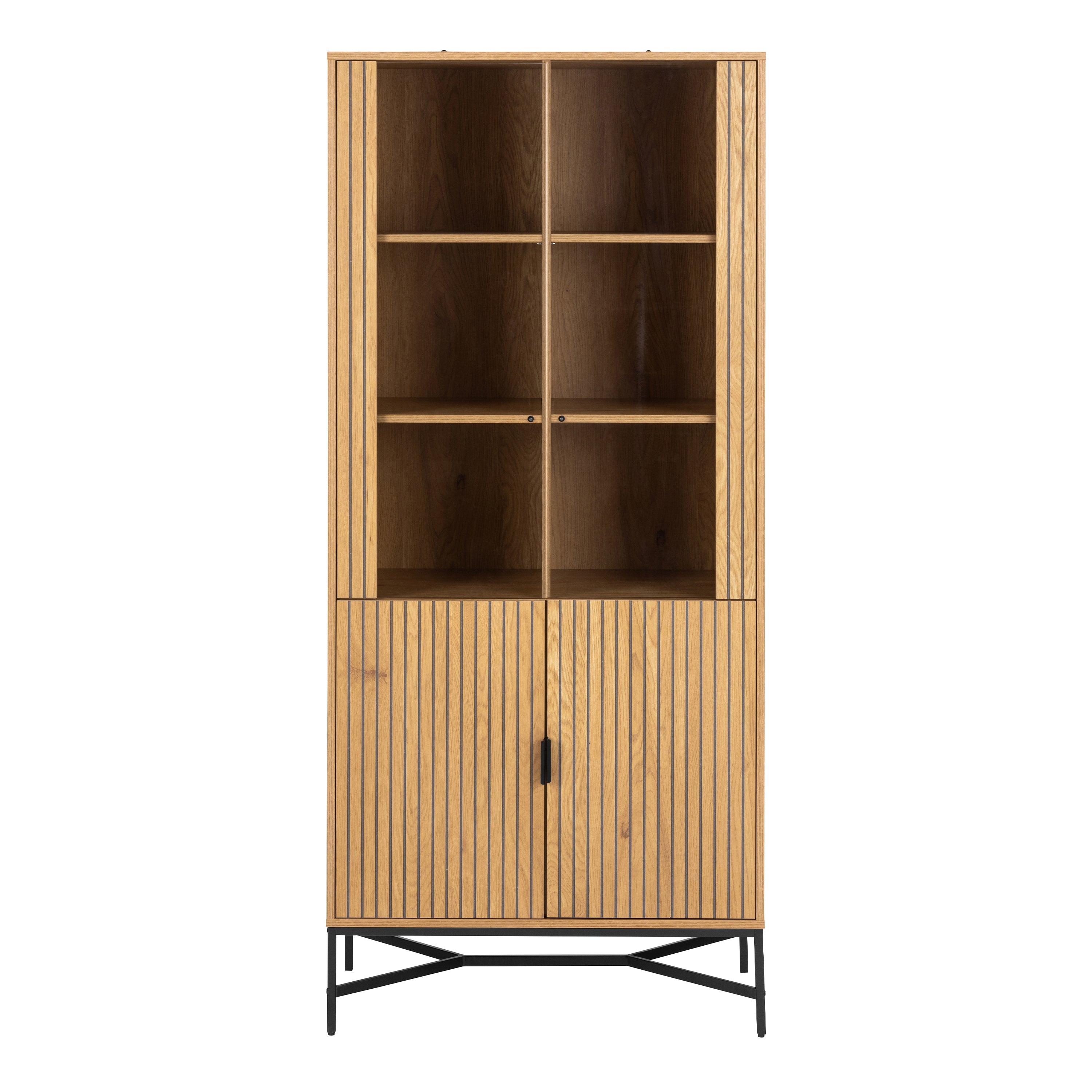 Jaipur Display Cabinet With 4 doors and 6 Shelves in Wild Oak – FTG, view 2