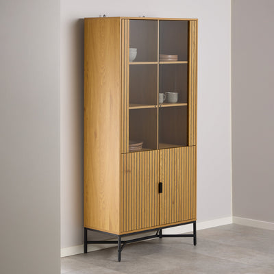 Jaipur Display Cabinet With 4 doors and 6 Shelves in Wild Oak – FTG, view 5