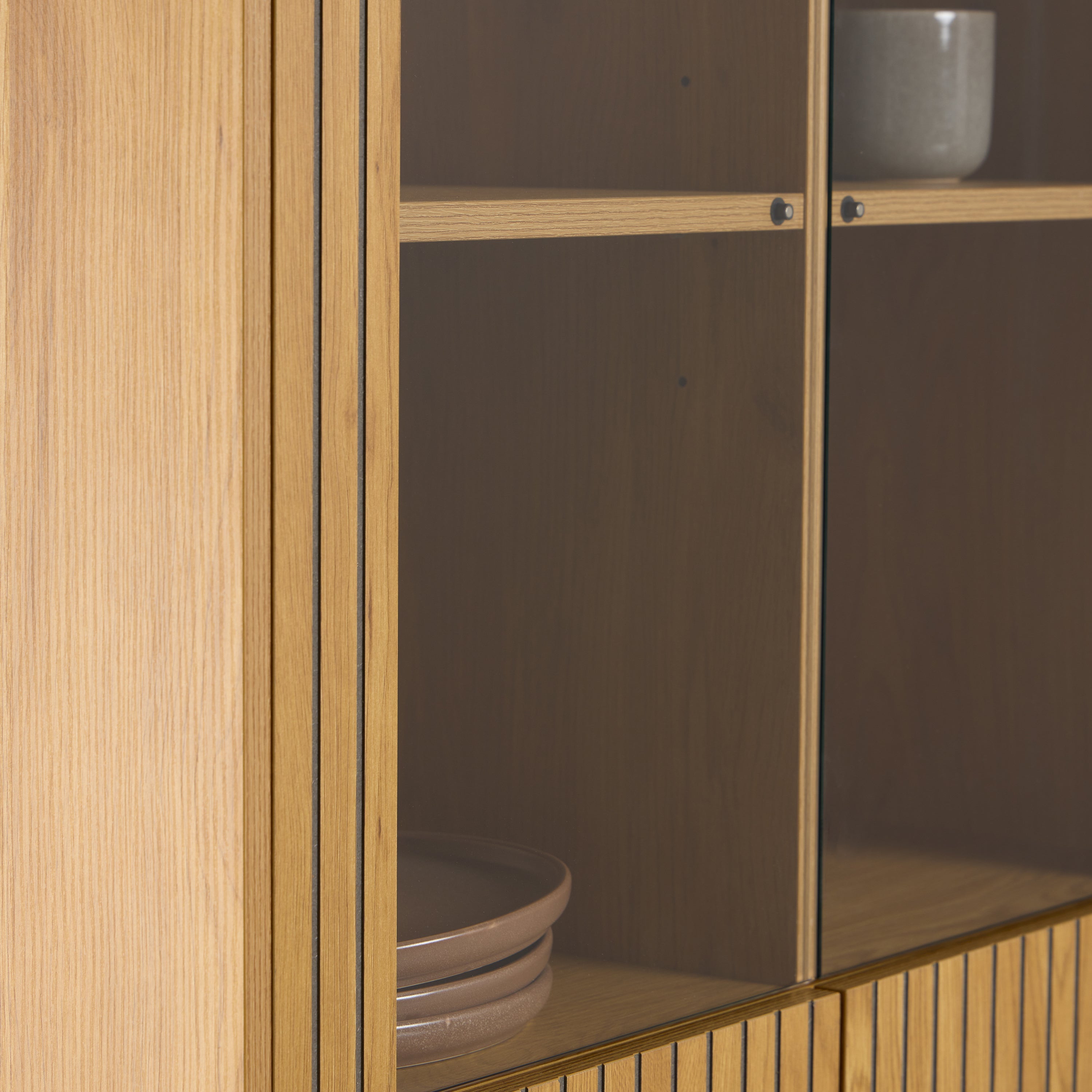 Jaipur Display Cabinet With 4 doors and 6 Shelves in Wild Oak – FTG, view 7