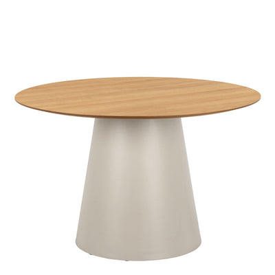 Soli Round Dining Table in Oak/Grey 120x75cm Included 4 Ella Swivel Beige Dining Chair – FTG, view 2