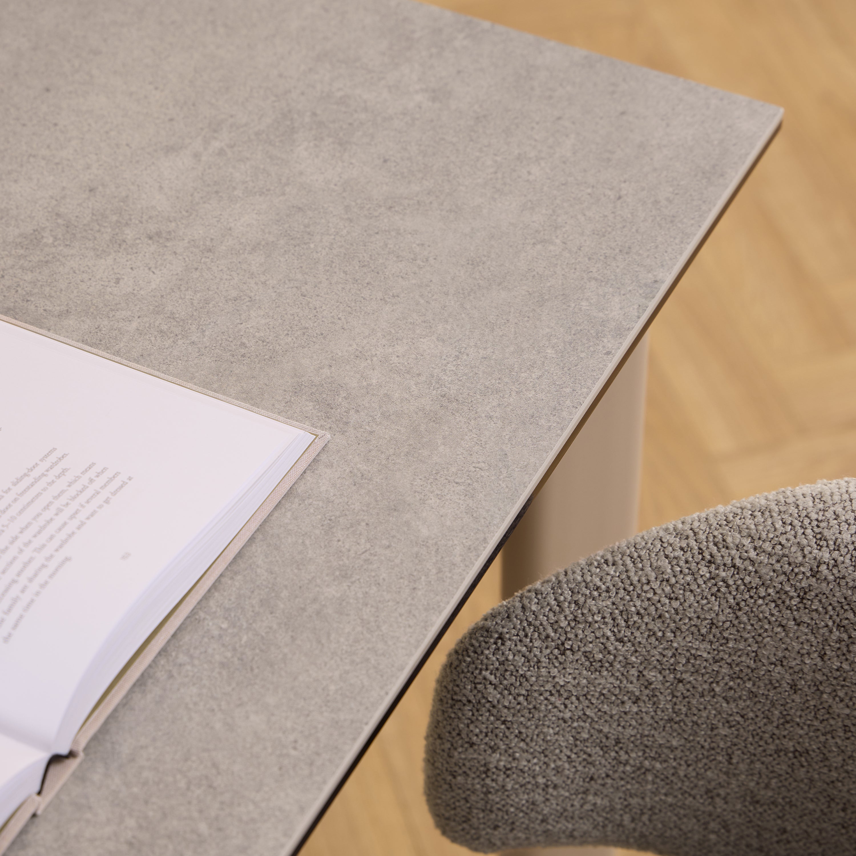 Palermo Ceramic Dining Table in Grey 160x75cm Included 4 Ella Swivel Beige Dining Chairs – FTG, view 5