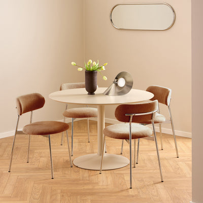 Ibiza Round Dining Table with Beige Top and Matt Beige Base 110x74cm – FTG, view 3