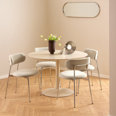 Ibiza Round Dining Table with Beige Top and Matt Beige Base 110x74cm – FTG, view 4
