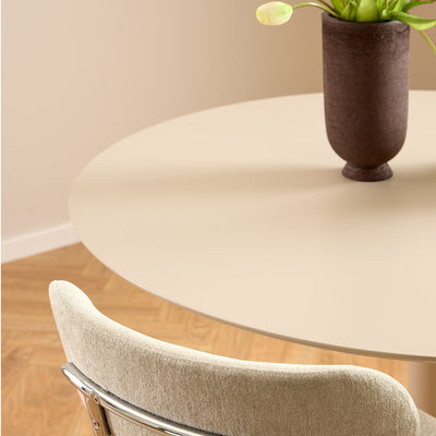 Ibiza Round Dining Table with Beige Top and Matt Beige Base 110x74cm – FTG, view 5