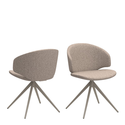 Ibiza Round Beige Dining Table with 4 Ella Swivel Cream Dining Chair
