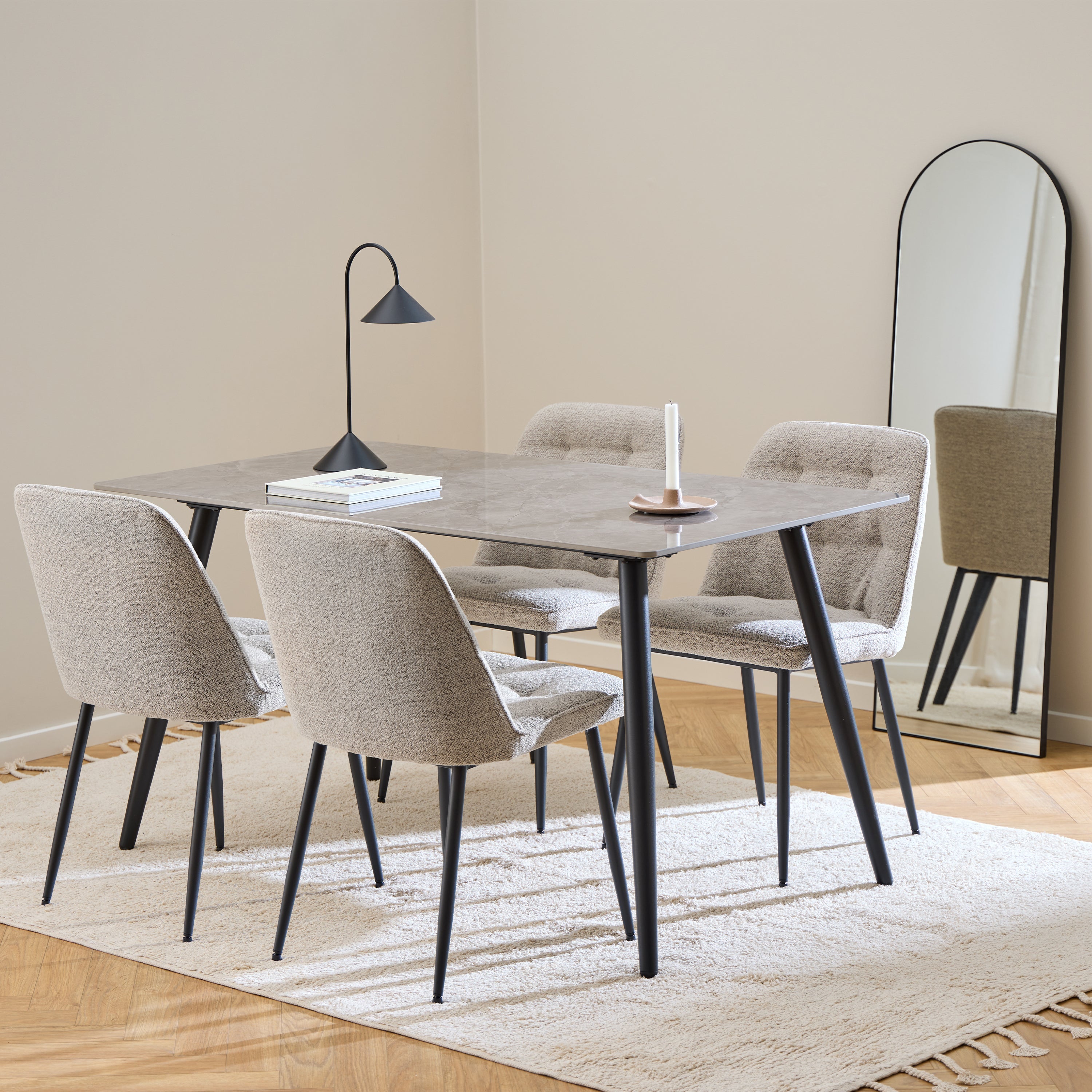 Wicklow Rectangular Dining Table in Grey/Black – FTG, view 4